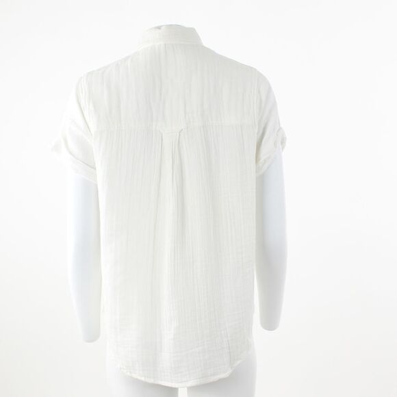 Elan Double Gaze Button Down Top in Ivory - Picture 3 of 5